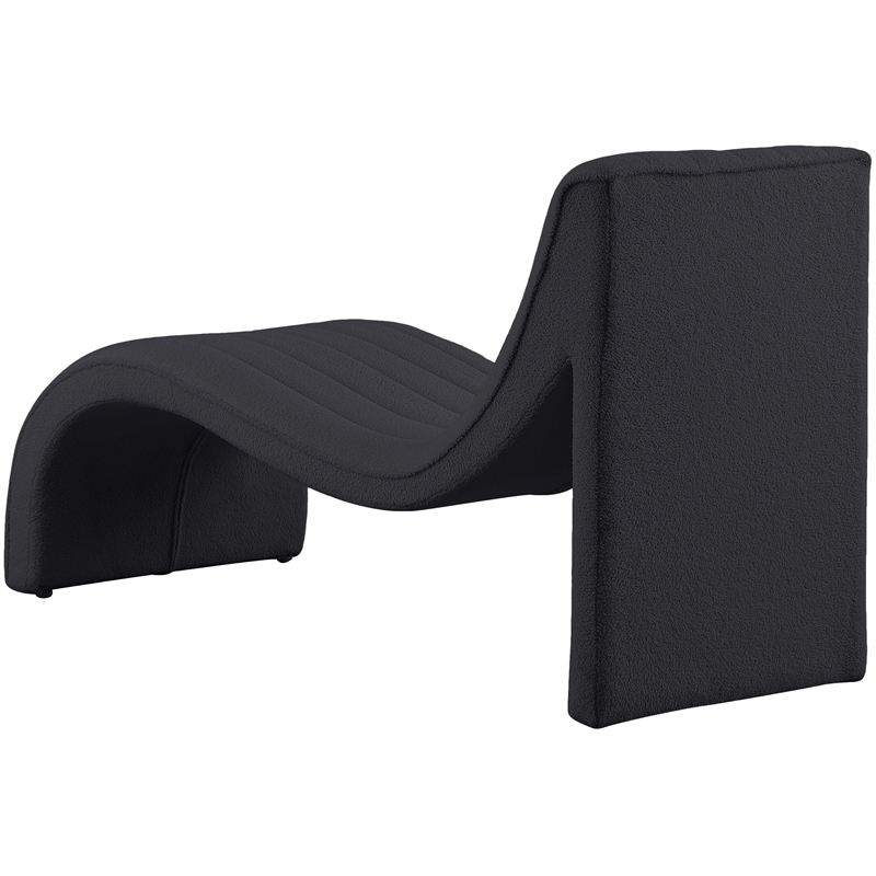 Bowery Hill Contemporary Soft Black Teddy Finish Fabric Chaise