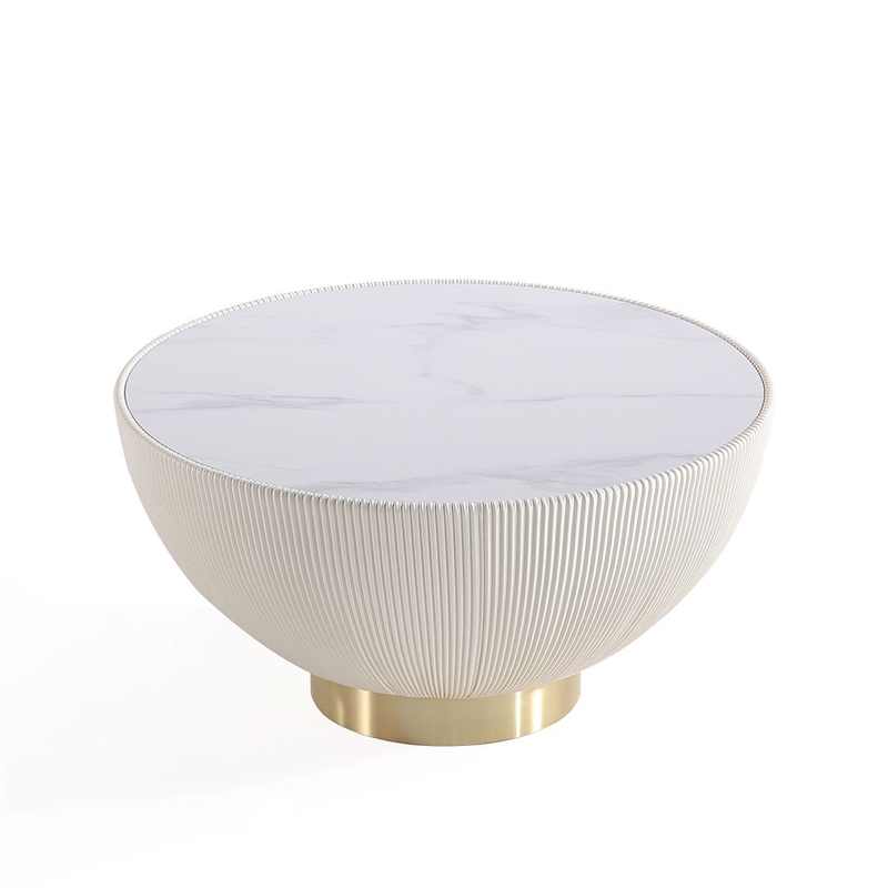 Bowery Hill Contemporary Coffee Table with Steel Frame in Cream