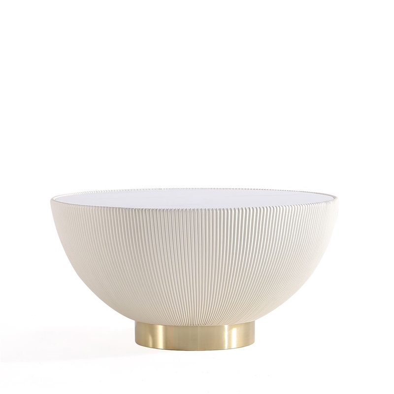 Bowery Hill Contemporary Coffee Table with Steel Frame in Cream