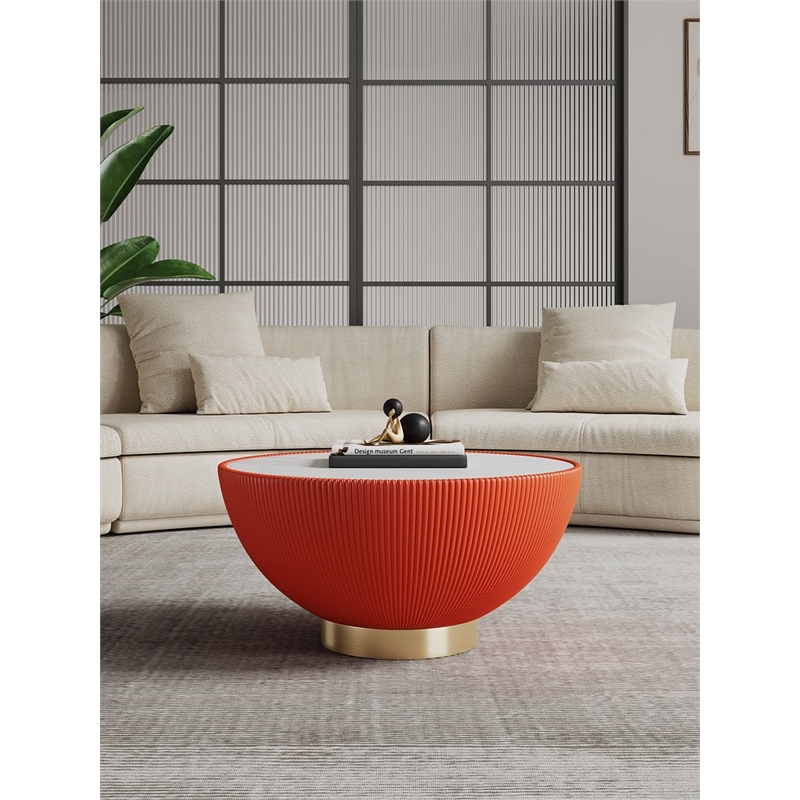 Bowery Hill Contemporary Coffee Table with Steel Frame in Orange