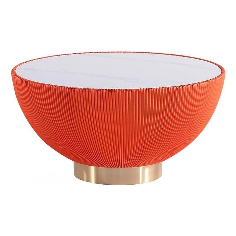 Bowery Hill Contemporary Coffee Table with Steel Frame in Orange