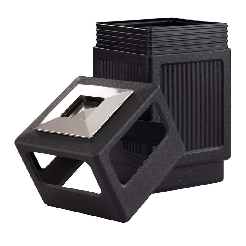 Bowery Hill Large Outdoor Recessed Panel Side Opening Receptacle with Urn