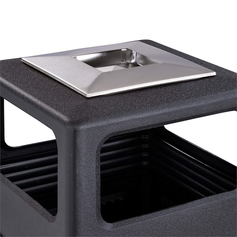 Bowery Hill Large Outdoor Recessed Panel Side Opening Receptacle with Urn