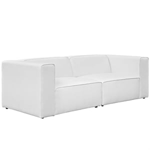 Bowery Hill 2-Piece Fabric Upholstered Loveseat in White Finish