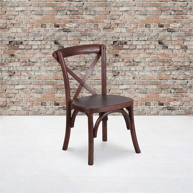 Bowery Hill Contemporary Kids Cross Back Chair In Mahogany Finish