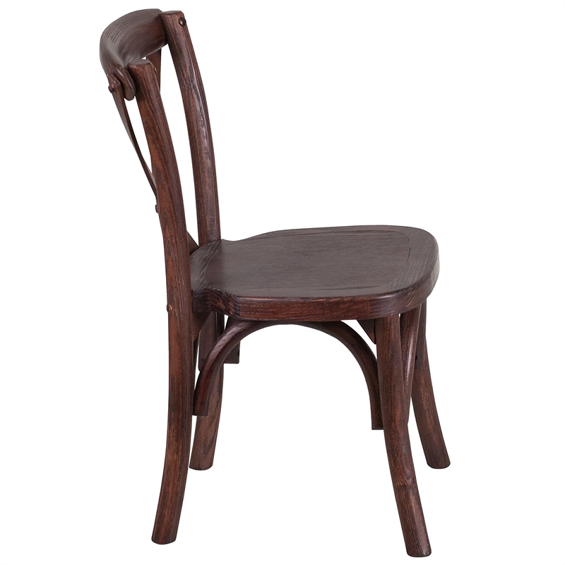 Bowery Hill Contemporary Kids Cross Back Chair In Mahogany Finish