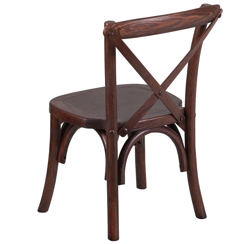 Bowery Hill Contemporary Kids Cross Back Chair In Mahogany Finish