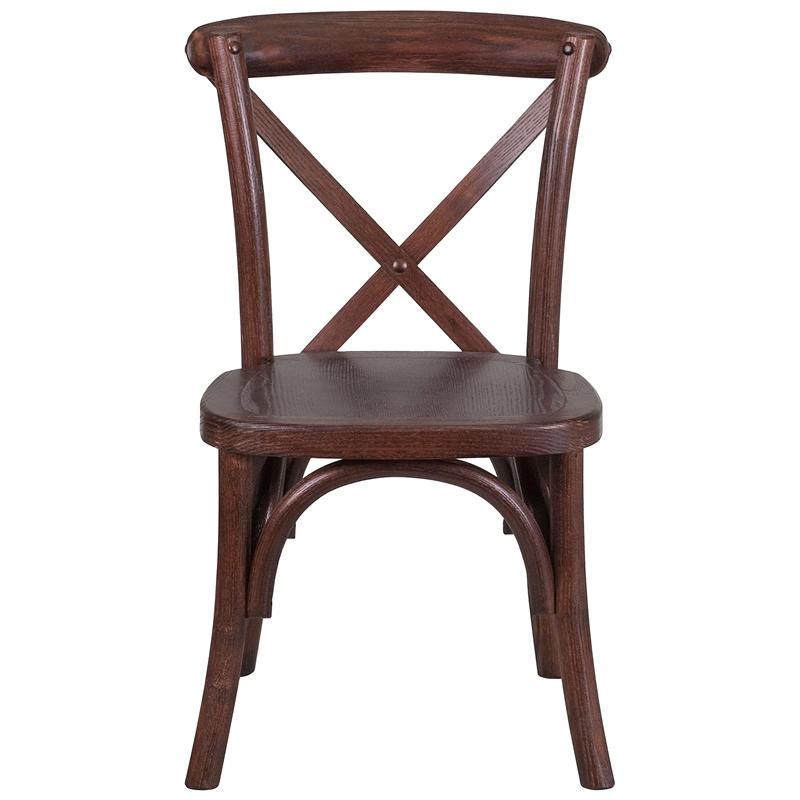 Bowery Hill Contemporary Kids Cross Back Chair In Mahogany Finish