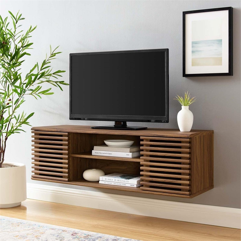 Bowery Hill Wood Wall-Mount Media Console TV Stand for TVs up to 50