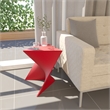 Bowery Hill Contemporary Plastic Triangle End Table in Red Finish