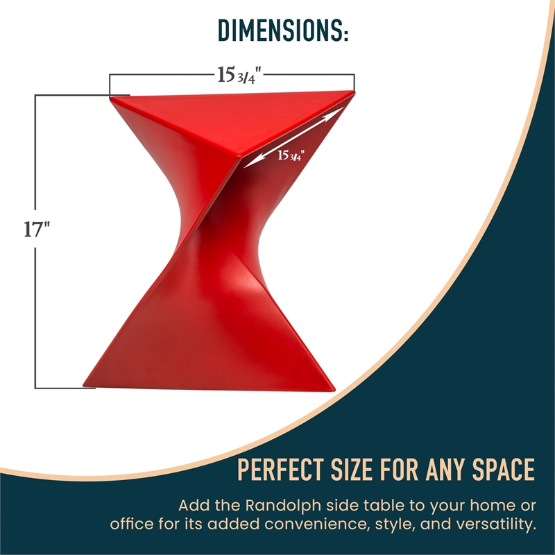Bowery Hill Contemporary Plastic Triangle End Table in Red Finish