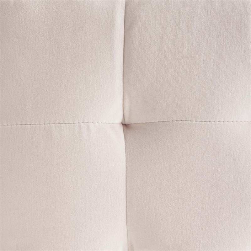 Bowery Hill Contemporary Tufted Cube Performance Velvet Ottoman in Pink