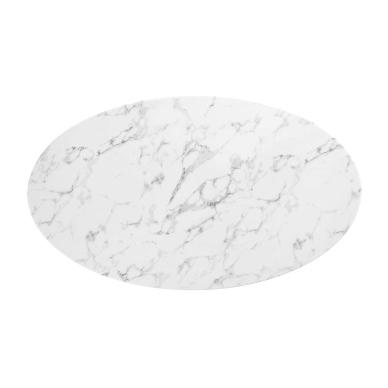Bowery Hill Artificial Marble Black/White Dining Table Oval Chip-Resistant 54