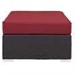 Bowery Hill Rectangle Fabric Rattan Patio Ottoman in Espresso/Red