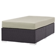 Bowery Hill Rectangle Fabric Rattan Patio Ottoman in Espresso/Beige
