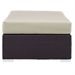 Bowery Hill Rectangle Fabric Rattan Patio Ottoman in Espresso/Beige