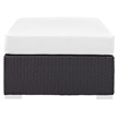 Bowery Hill Rectangle Fabric Rattan Patio Ottoman in Espresso/White