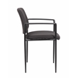 Bowery Hill Square Back Diamond Fabric Stackable Guest Chair in Black