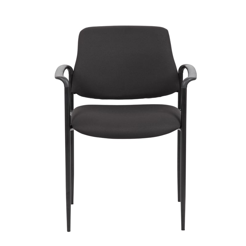 Bowery Hill Square Back Diamond Fabric Stackable Guest Chair in Black