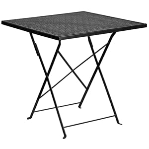 Bowery Hill 28&quot Square Steel Flower Print Patio Dining Table in White