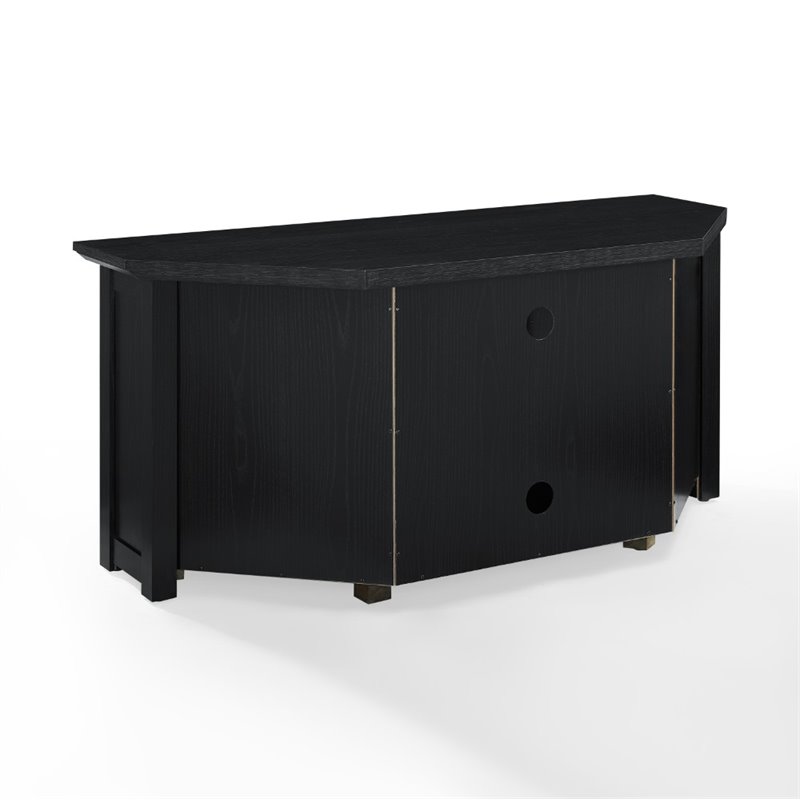 Bowery Hill MDF Black Corner TV Stand Rectangular Electric Fireplace 48