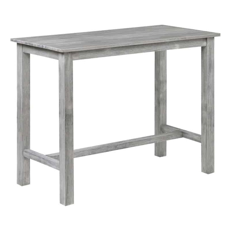 Bowery Hill Contemporary Wood Pub Table in Storm Gray Wire-Brush Finish