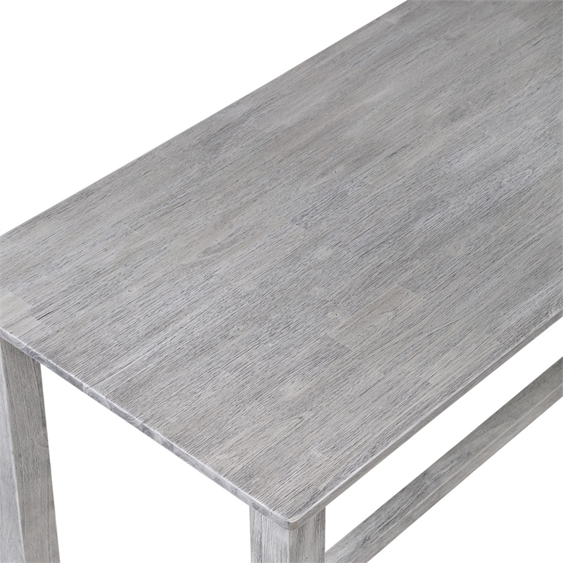 Bowery Hill Contemporary Wood Pub Table in Storm Gray Wire-Brush Finish