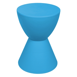 Bowery Hill Contemporary Plastic Ribbed Round End Table in Blue