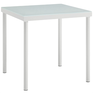 Bowery Hill Outdoor Patio Aluminum and Glass Side Table in White