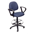 Bowery Hill Contemporary Fabric Drafting Stool with Loop Arms in Blue