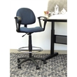 Bowery Hill Contemporary Fabric Drafting Stool with Loop Arms in Blue