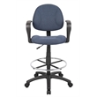 Bowery Hill Contemporary Fabric Drafting Stool with Loop Arms in Blue