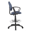 Bowery Hill Contemporary Fabric Drafting Stool with Loop Arms in Blue