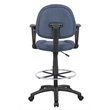 Bowery Hill Contemporary Fabric Drafting Stool with Loop Arms in Blue