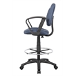 Bowery Hill Contemporary Fabric Drafting Stool with Loop Arms in Blue