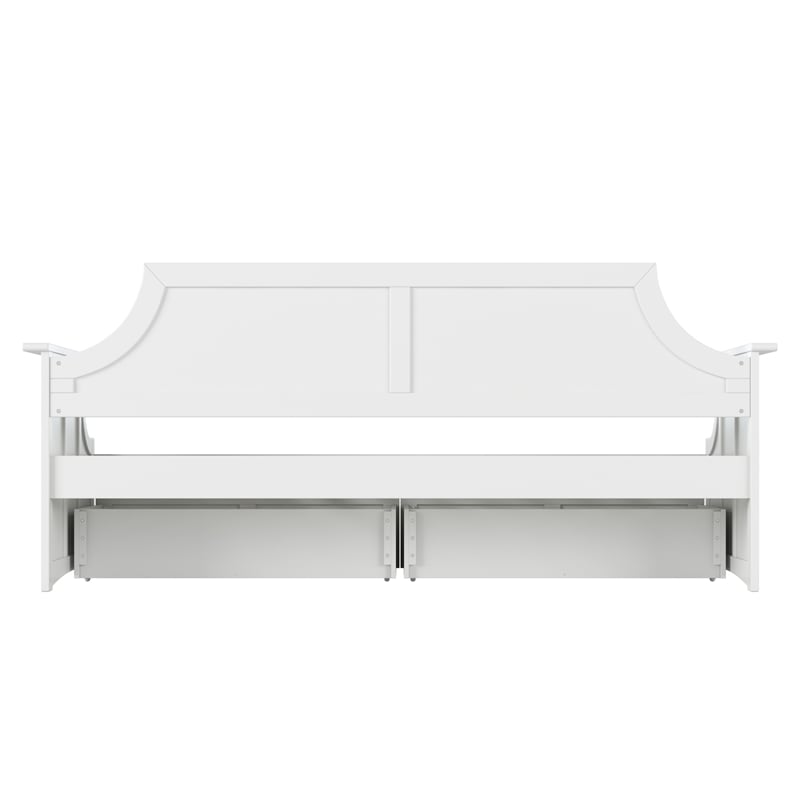 Bowery Hill Mid-Century Solid Wood Twin Daybed with Set of 2 Drawers in White