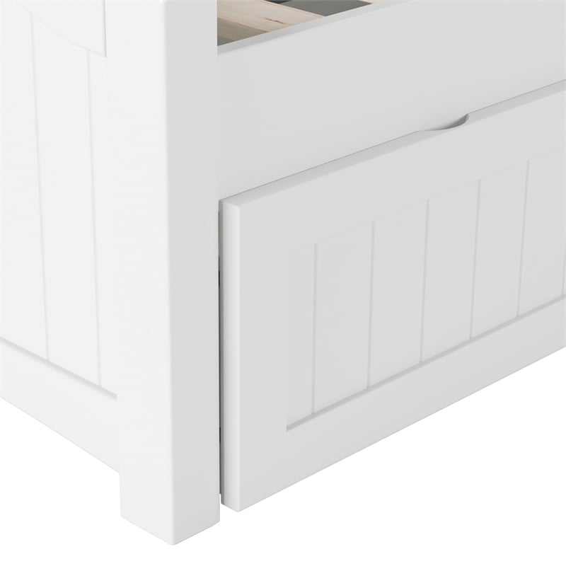 Bowery Hill Mid-Century Solid Wood Twin Daybed with Set of 2 Drawers in White