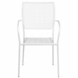 Bowery Hill Stackable Steel Square Back Patio Dining Side Chair in White