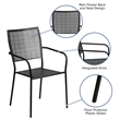 Bowery Hill Stackable Steel Square Back Patio Dining Side Chair in Black