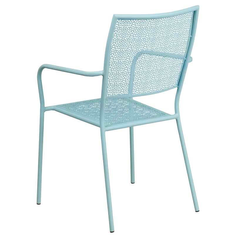 Bowery Hill Stackable Steel Square Back Patio Dining Side Chair in Sky Blue
