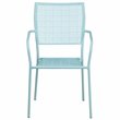 Bowery Hill Stackable Steel Square Back Patio Dining Side Chair in Sky Blue