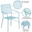 Bowery Hill Stackable Steel Square Back Patio Dining Side Chair in Sky Blue