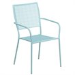 Bowery Hill Stackable Steel Square Back Patio Dining Side Chair in Sky Blue