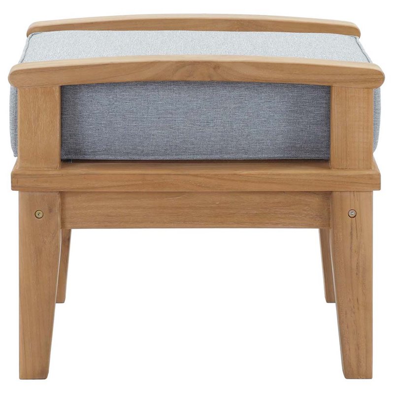 Bowery Hill Contemporary Outdoor Patio Teak Ottoman in Natural Gray