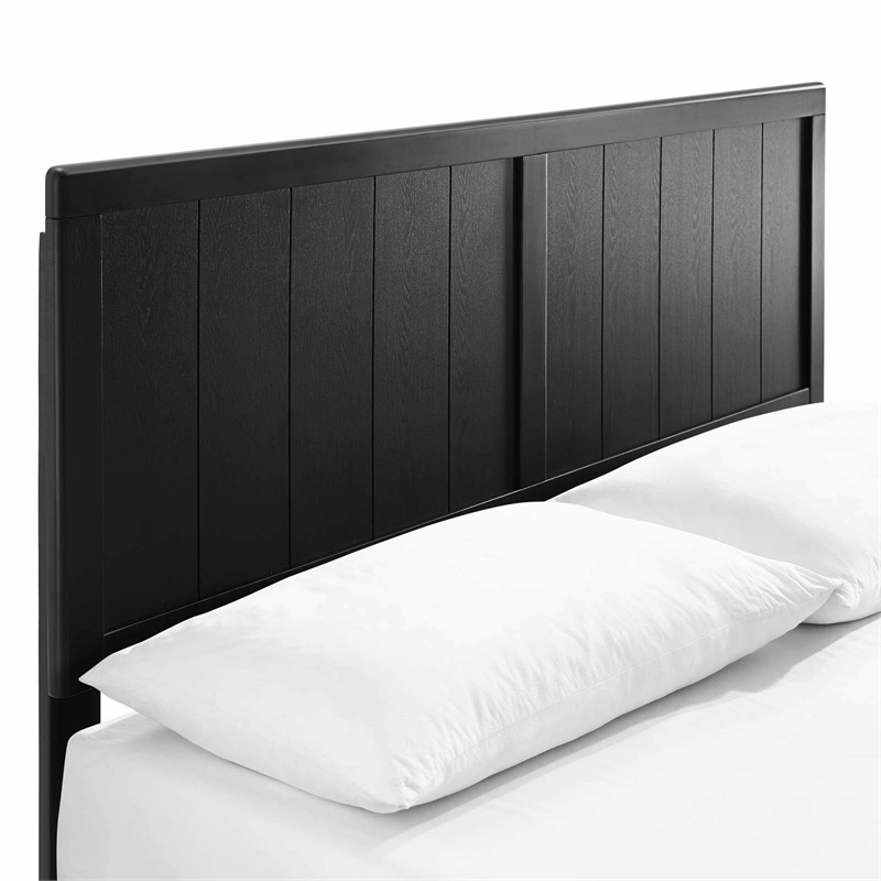 Bowery Hill King Wood Platform Bed with Splayed Legs in Black