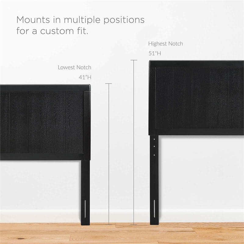 Bowery Hill King Wood Platform Bed with Splayed Legs in Black