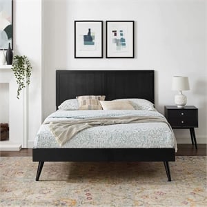 Bowery Hill King Wood Platform Bed with Splayed Legs in Black