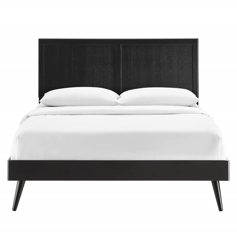 Bowery Hill King Wood Platform Bed with Splayed Legs in Black