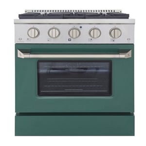 Bowery Hill 30&quot Modern Stainless Steel Natural Gas Range in Green/Silver