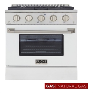 Bowery Hill 30&quot Modern Stainless Steel Natural Gas Range in White/Silver